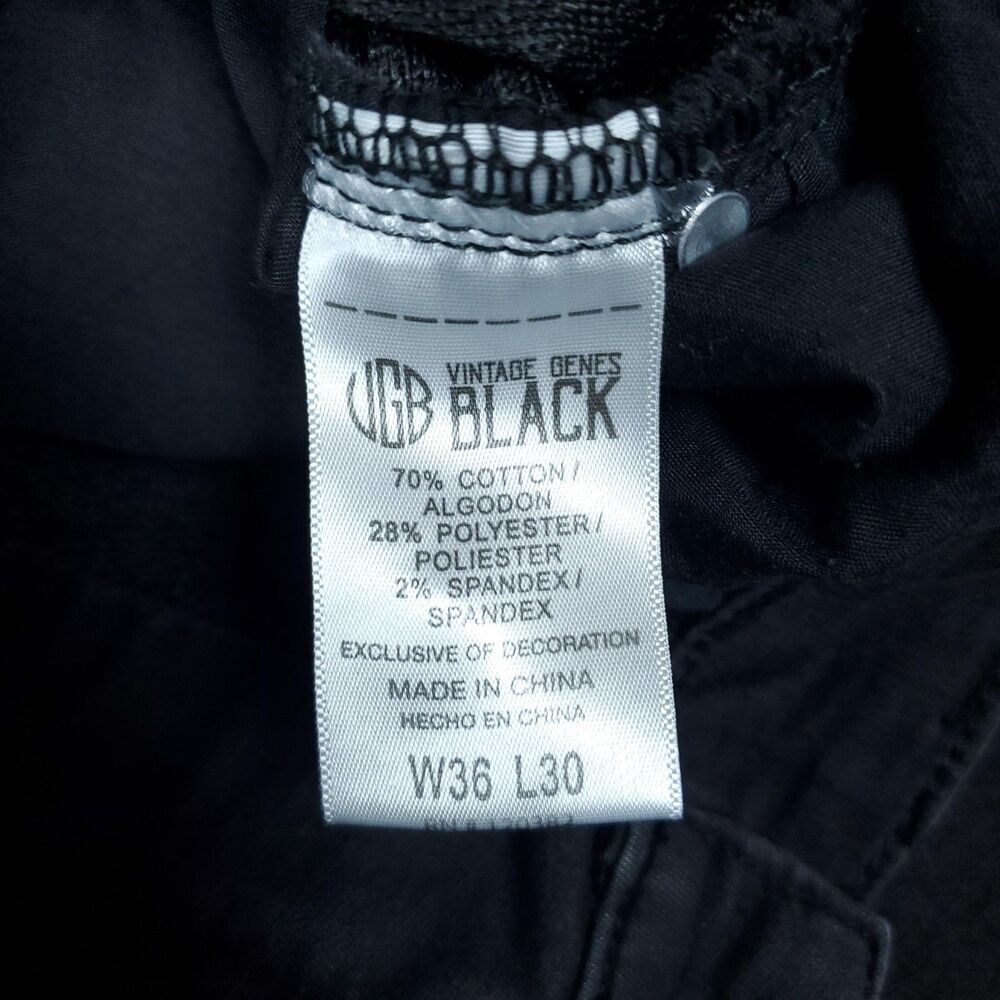 Vintage Genes Black Jeans Mens 36x30 Black Skinny Fit Stretch Denim Pants - Picture 3 of 15